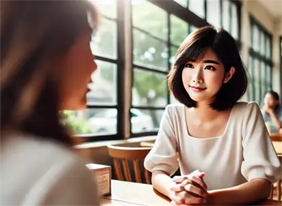 カフェで会話しているイメージ