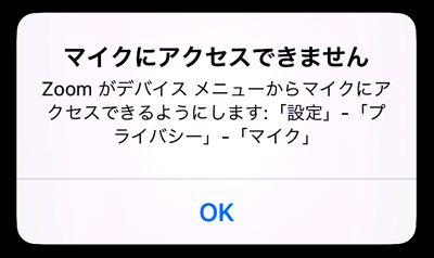 マイクにアクセスできませんの警告イメージ